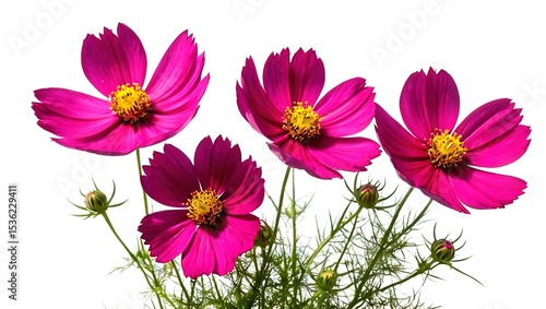 Isolated Cosmos Blossoms - Pink Magenta Summer Floral Design