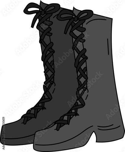 witch combat boots vector icon for witchcraft, halloween decorations, spellbook or occult magic illustrations