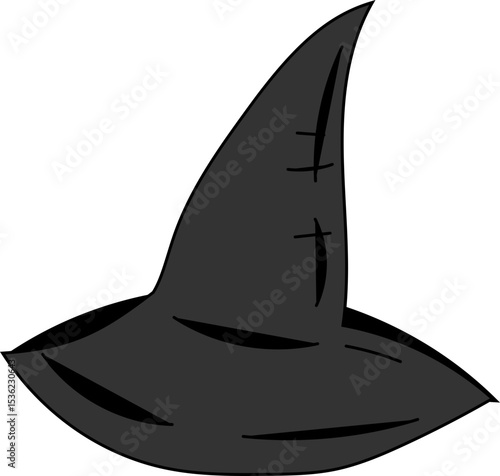 classic witch hat vector icon for witchcraft, halloween decorations, spellbook or occult magic illustrations