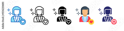 Social Worker Multiple Style Icon Set Collection.