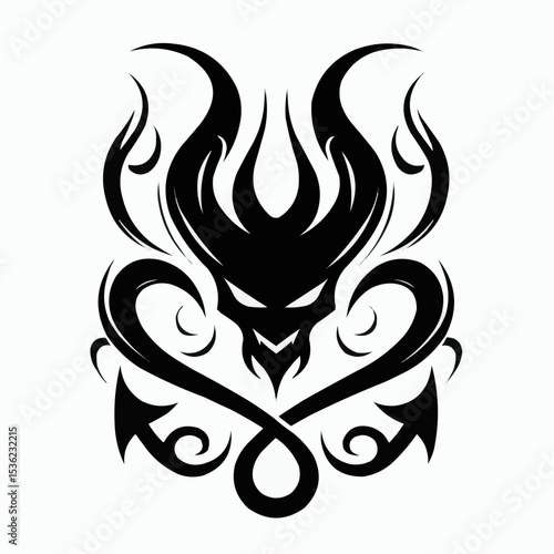 Tribal tattoo design elements with swirling floral patterns and decorative vintage ornaments