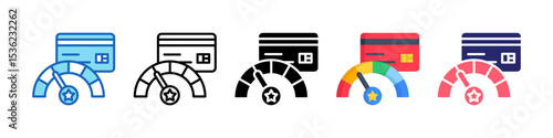 Credit Score Multiple Style Icon Set Collection.