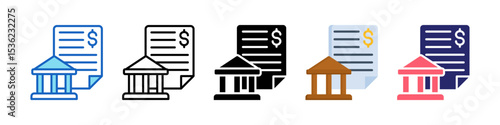 Bank Statement Multiple Style Icon Set Collection.