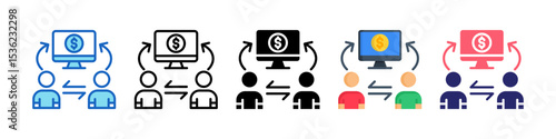 Peer To Peer Multiple Style Icon Set Collection.