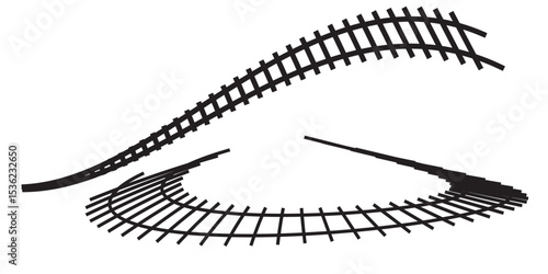 Railway Tracks, Railway Symbols, Railway Signs, Railway Pictograms, Railway Silhouettes. eps 10