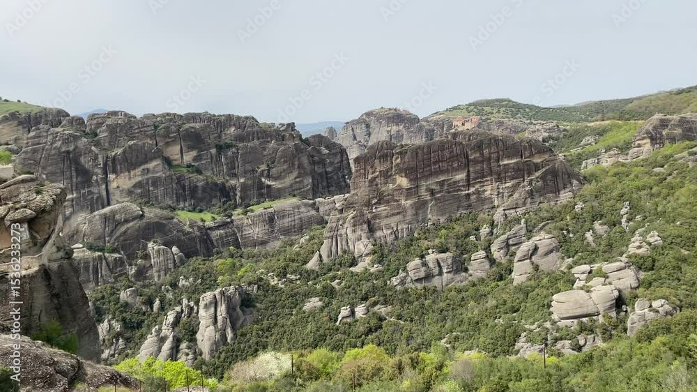 Breathtaking Aerial Panorama of Meteora’s Majestic Cliffs and Monasteries in Greece Breathtaking Aerial Panorama of Meteora’s Majestic Cliffs and Monasteries in Greece