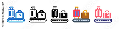 Baggage Claim Multiple Style Icon Set Collection.