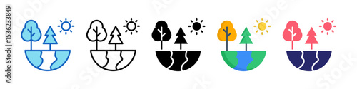 Eco Tourism Multiple Style Icon Set Collection.