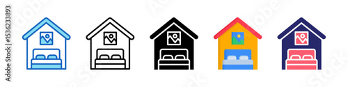 Accomodation Multiple Style Icon Set Collection.