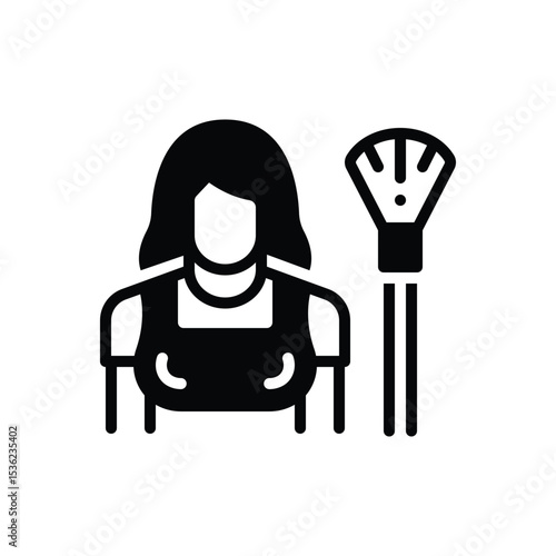 Black solid icon for cleaning woman