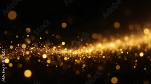 Luxury particles background golden shining dust bokeh glitter. 4K gold particles awards background is a motion graphics.