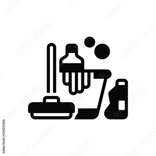 Black solid icon for means of cleaning