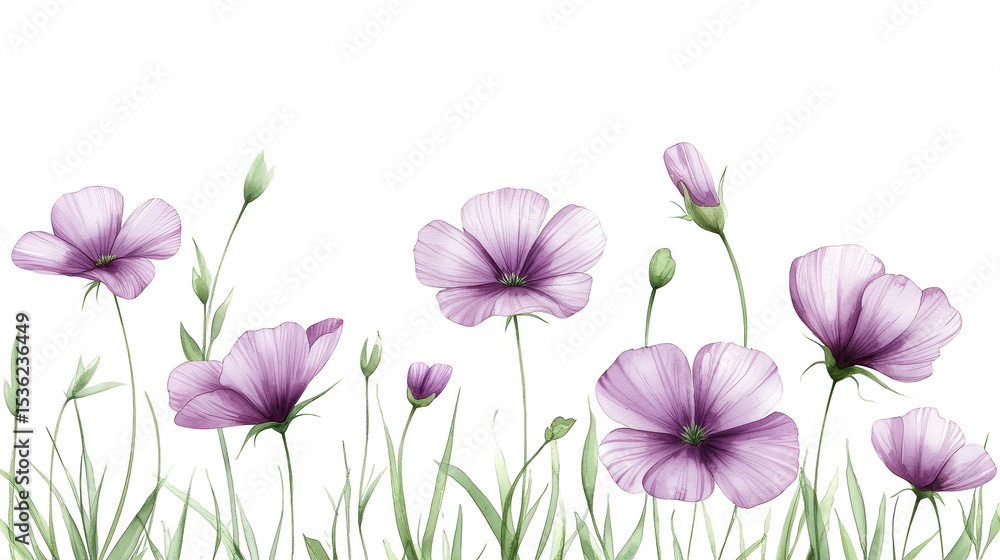 Fototapeta premium Striking purple flowers on a black background, vibrant floral display vivid