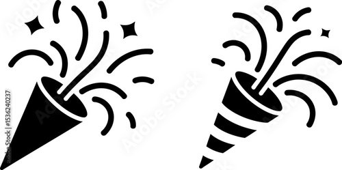 Celebration party popper vector icon illustration design for holiday event birthday and new year 100 char editable stock vector illustration