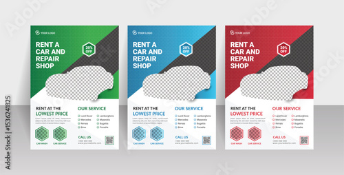 Rent a Car and Repair Shop Flyers Featuring Luxury Brands and 20% Discount