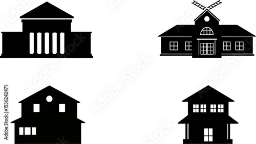 Vector buildings architecture design house home real estate construction property residence structure dwelling 100 editable stock vector illustration