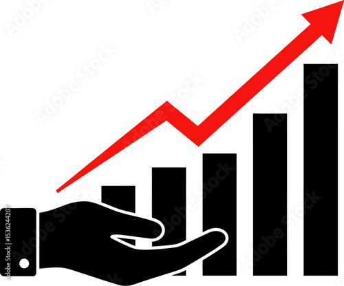 Growth chart business finance investment stock market arrow hand success increase profit progress 100 char editable stock vector illustration