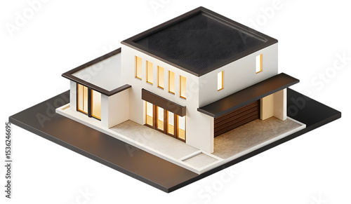 Wallpaper Mural 3d model house isolated on transparent PNG. Torontodigital.ca