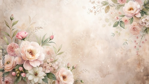 Elegant Pastel Floral Arrangement on Textured Background, Ideal for Wedding Invitations, Romantic Decor, or Artistic Projects