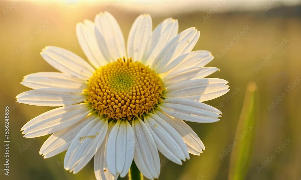 Close-up of a vibrant daisy flower in a sunlit field, showcasing its intricate details and natural beauty Close-up of a vibrant daisy flower in a sunlit field, showcasing its intricate details and natural beauty