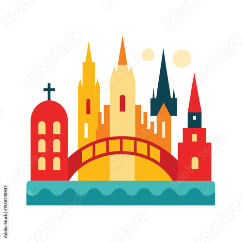 Cologne Skyline with Iconic Cathedral Drawing