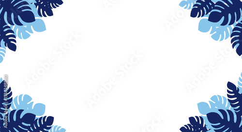 Tropical monstera leaf frame vector background template design for summer and spring season 100 char editable stock vector illustration