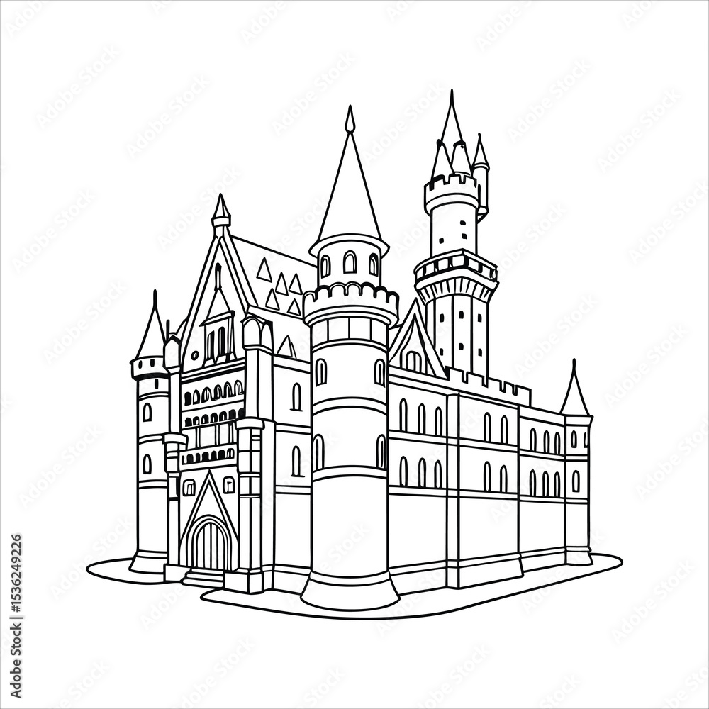 Fototapeta premium Intricate Castle Outline Vector