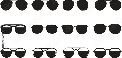 Large collection of eyeglasses and sunglasses icons vector illustration isolate on white background	