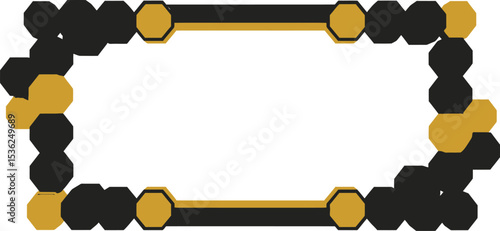 Abstract octagon frame design in black and gold for graphic design and creative projects one hundred char editable stock vector illustration