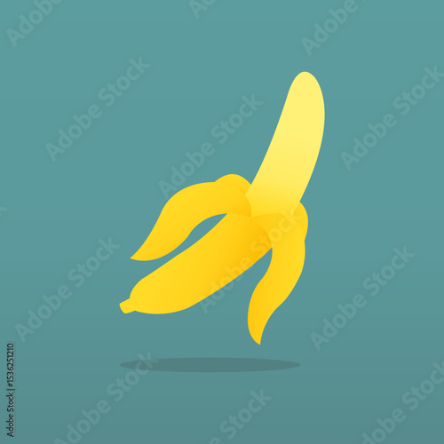 Illustration vector graphic of yellow banana isolated on blue background.