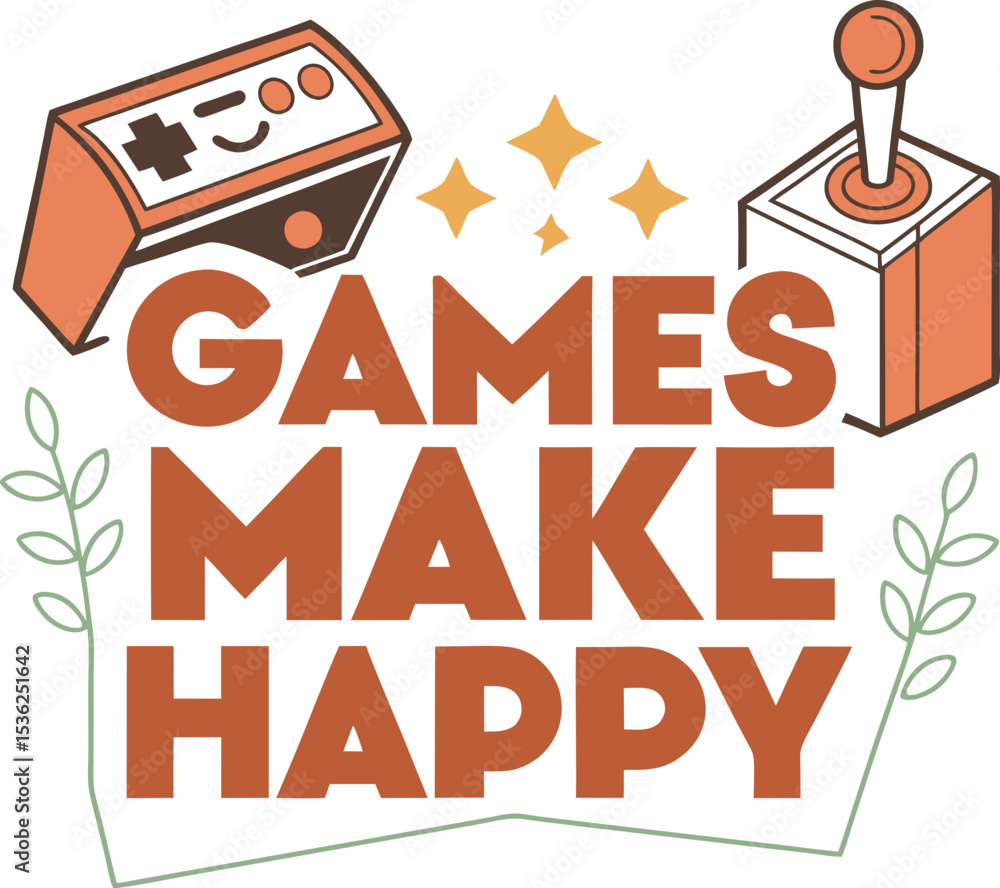 Fototapeta premium games make happy Typography Design Print Ready template