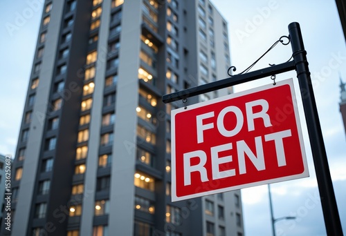 Apartment Building For Rent Sign Modern Residential Real Estate City Living
