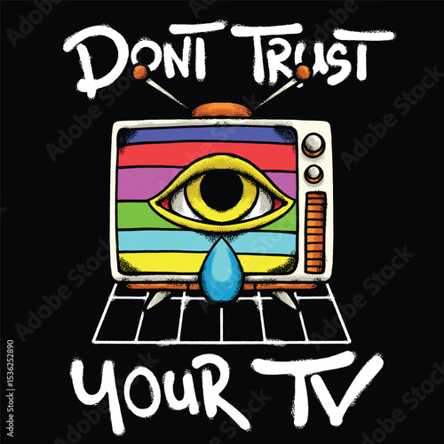 retro TV for streetwear illustration