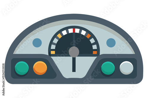 Speedometer Gauge Dashboard, Flat Vector Illustration of Car Speed Meter and Performance Indicator Design