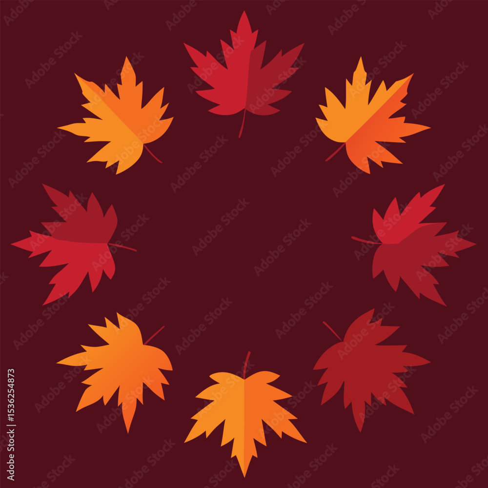 Obraz premium Autumn Maple Leaves Circle Background for Canada Day Holiday Celebrations and Designs