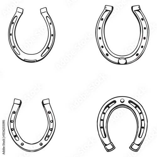Vintage horseshoe silhouette isolated on white background. Horseshoe icon vector illustration.