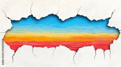 Colorful Paint Revealed Through Wall Crack
