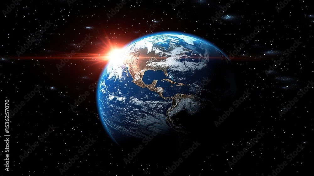 Fototapeta premium Sunrise Earth: Space View