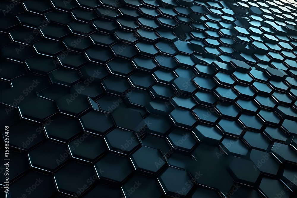 Naklejka premium Abstract Dark Blue Hexagon Pattern Background: Modern Geometric Texture Design for Wallpapers, Technology, and Graphic Design Projects