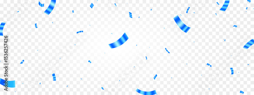 Celebration background with falling blue confetti isolated on transparent, Realistic confetti vector illustration.