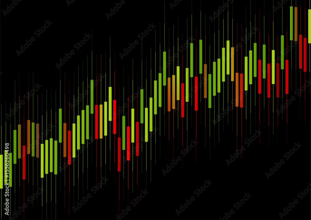 Abstract green red growing financial linear graph chart background. Vector lines tech design Abstract green red growing financial linear graph chart background. Vector lines tech design