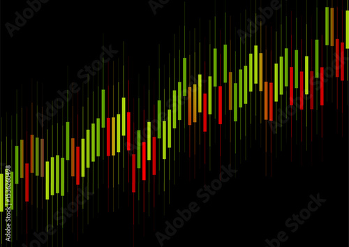 Abstract green red growing financial linear graph chart background. Vector lines tech design