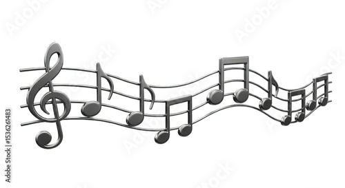 Shiny Musical Staff and Notes