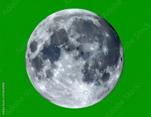 Full moon on green background