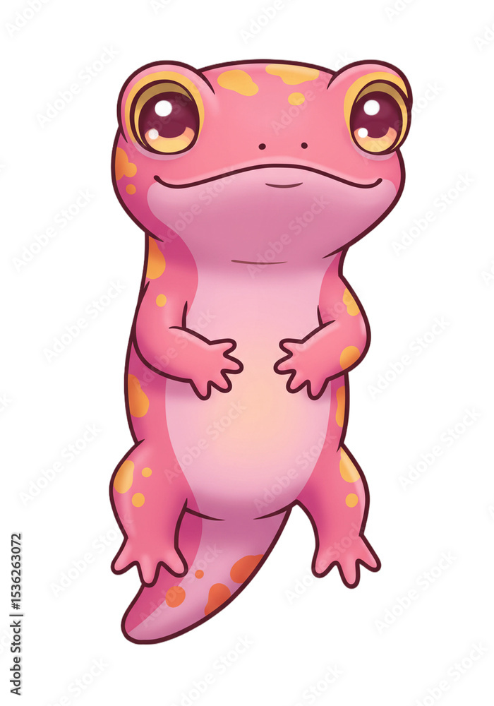Obraz premium Illustration of a Cartoon Pink Leopard Gecko png isolated transparent background
