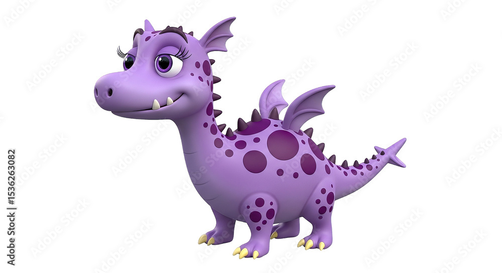 Fototapeta premium Charming purple dragon with playful spots