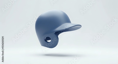 Baseball Helmet Sporty Blue on White Background - Minimalist Style