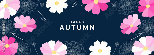 コスモスのフレームイラスト_1