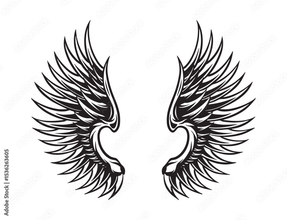Obraz premium Vector wings black and white design