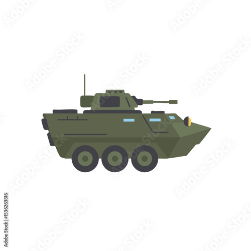 Armored Personnel Carrier Flat Vector Icon